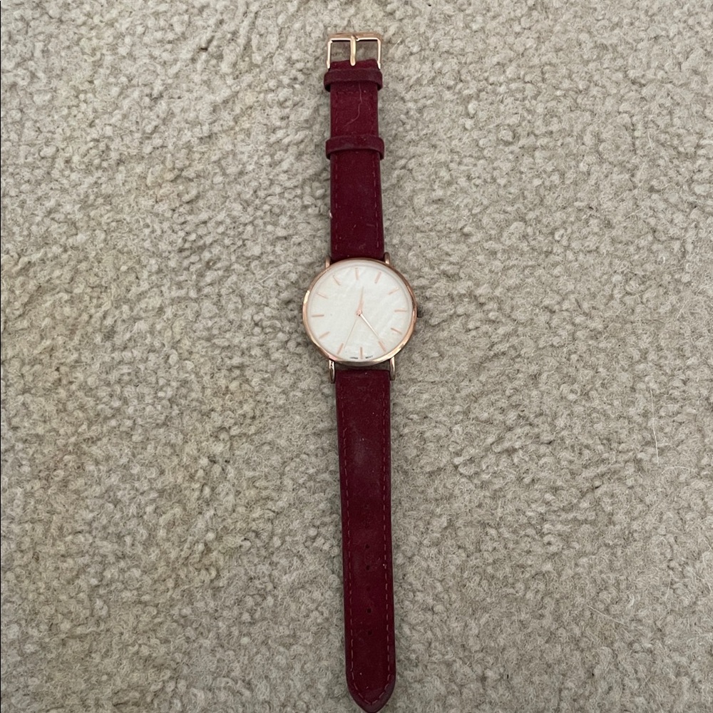 Elegant Burgundy Watch with Gold Accents